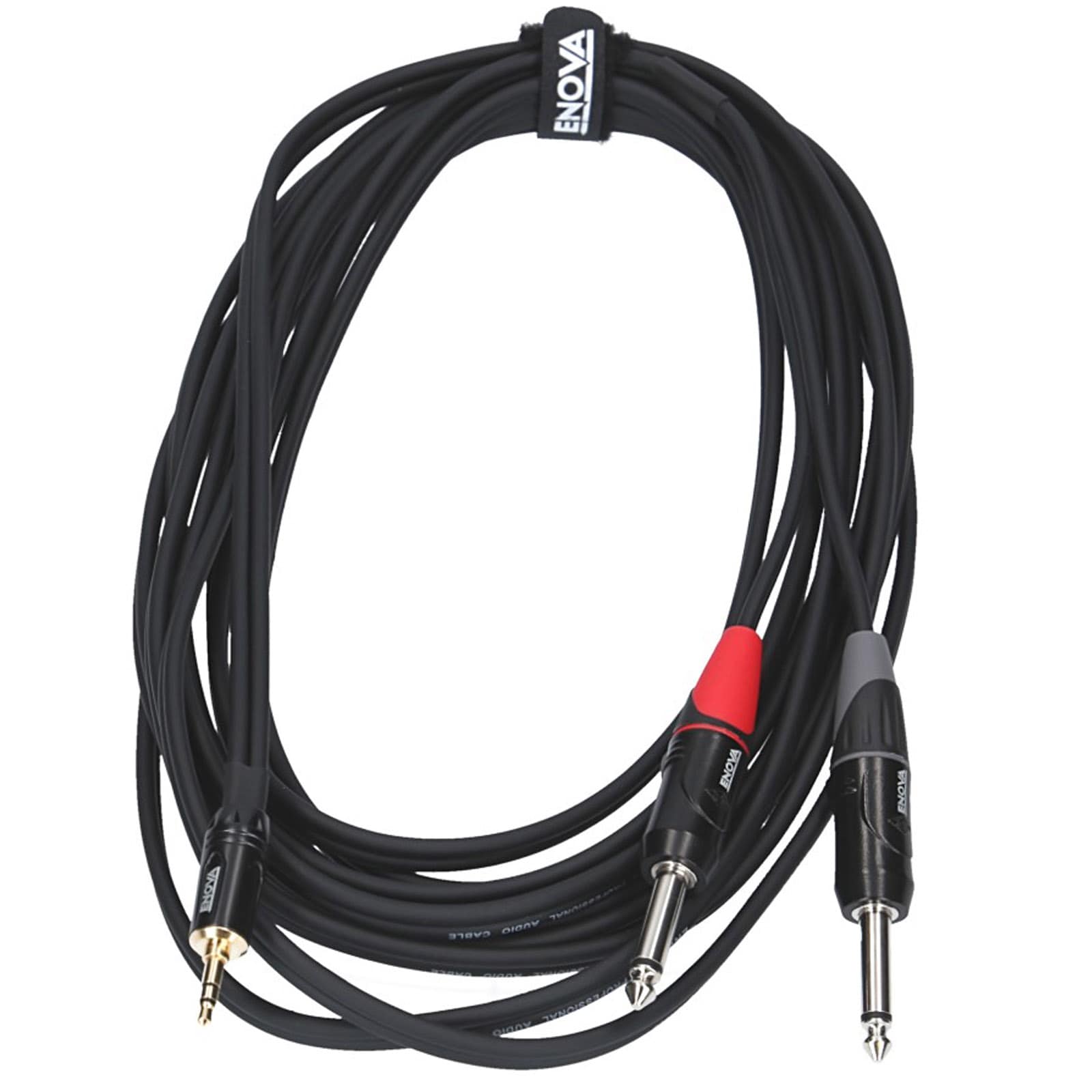 ENOVA, audio adapter cable, 5 meters 3.5mm jack stereo to 2x 6.3mm
