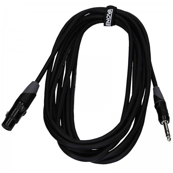 5 m XLR female to 1/4" plug 3 pole microphone cable 3-pin analogue & AES with velcro