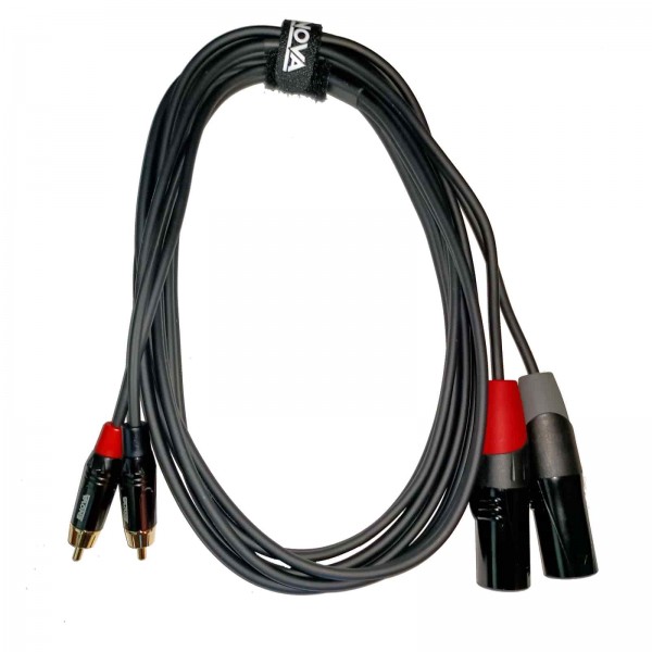 ENOVA, 2 meter stereo adapter cable 2x RCA male to 2x XLR male