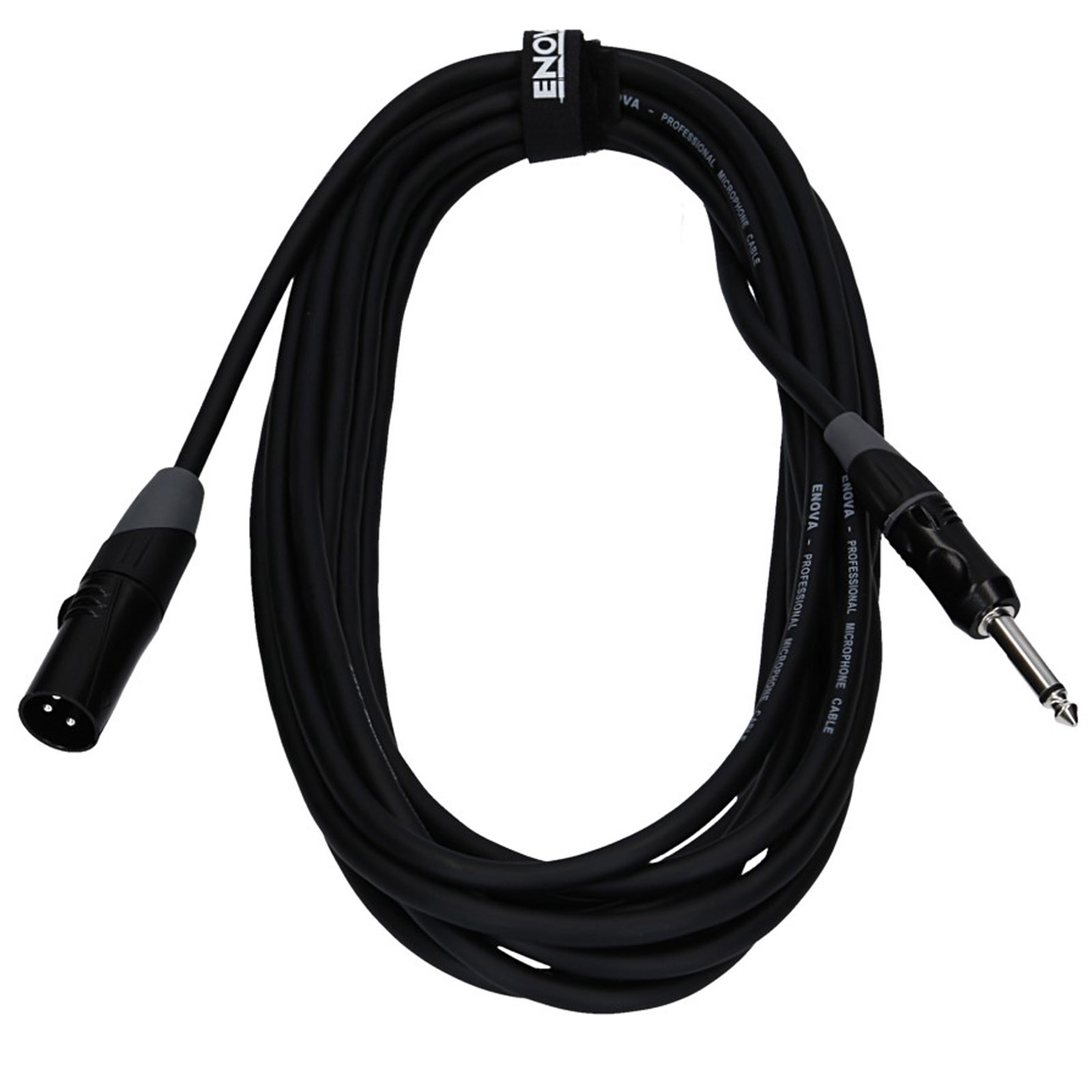 ENOVA, 10 meter unbalanced microphone cable, XLR male to 6.3mm jack mono 2  pin